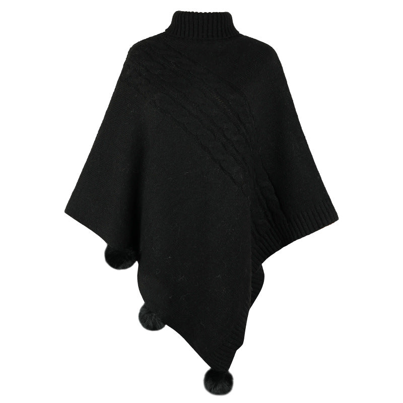 Nouvelle cape-châle à pompons en fourrure de style européen et américain pour femme.