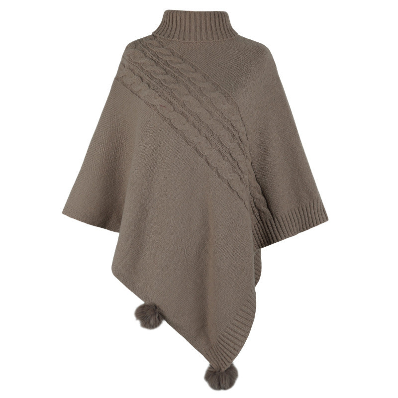 Nouvelle cape-châle à pompons en fourrure de style européen et américain pour femme.